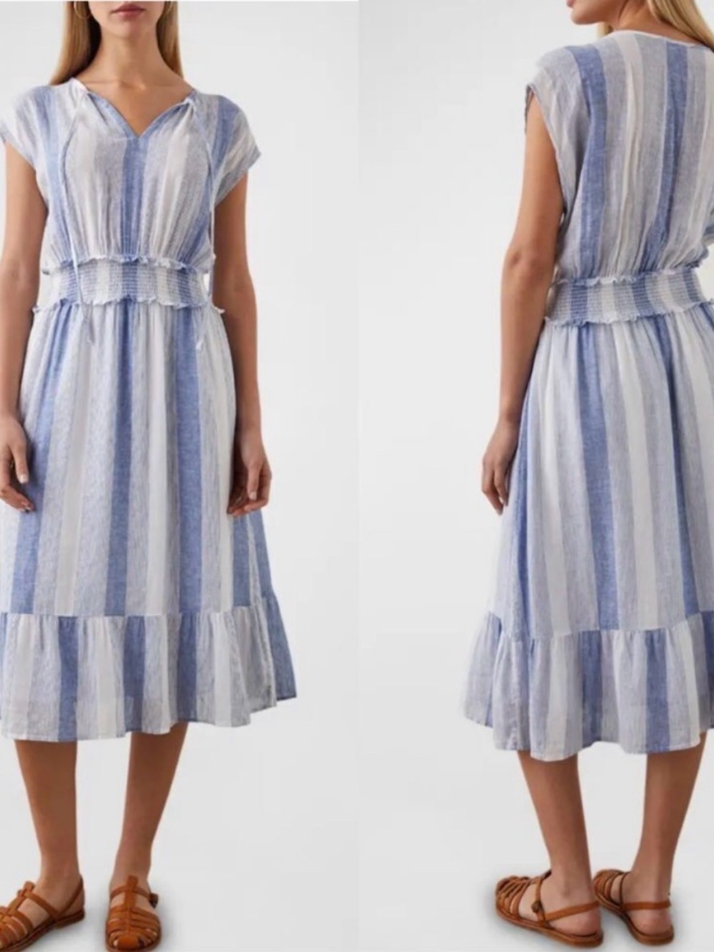 Rails Ashlyn Nevis Stripe Blue and White Striped Midi Dress